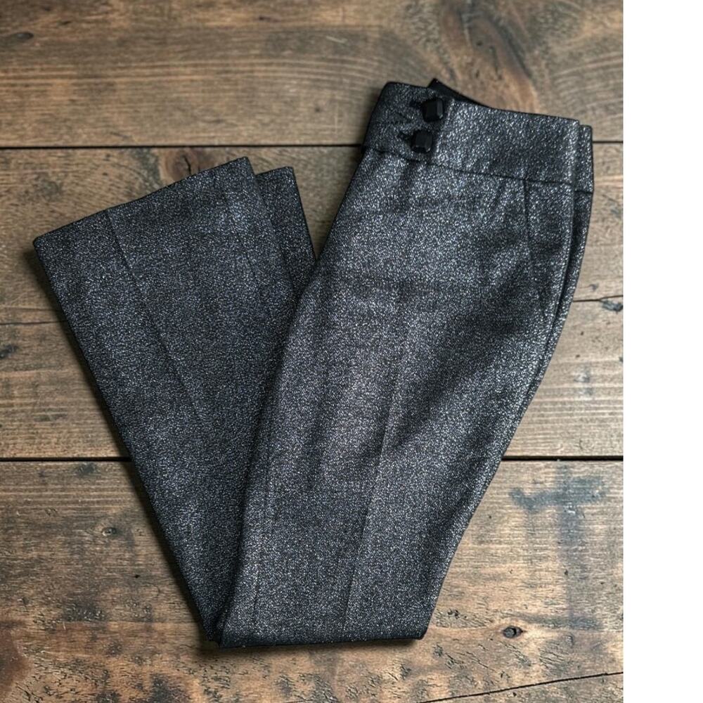 The Limited Silver Grey Shimmer Lexi Low Rise Waist  Fit Trouser Pants 0